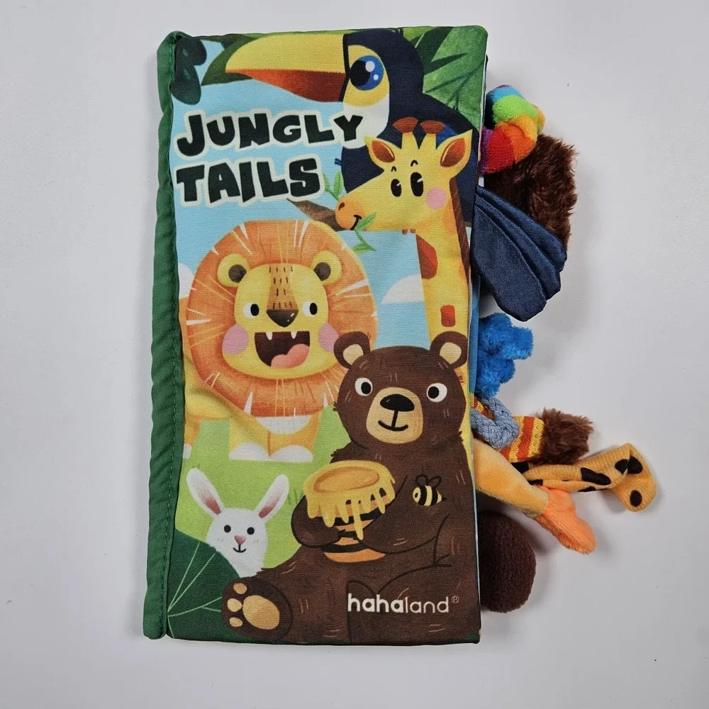 Baby Cloth Book Safari Theme‎ Jungly Tails Crinkle Sensory Squeek Toy Hahaland